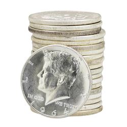 Roll of (20) 1964 Brilliant Uncirculated Kennedy Half Dollars