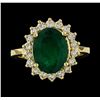 Image 2 : 3.65 ctw Emerald and Diamond Ring - 14KT Yellow Gold