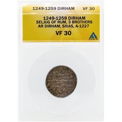 1249-1259 Dirham Seljug of Rum 3 Brothers Coin ANACS VF30