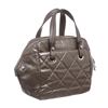 Image 2 : Chanel Gray Quilted Vinyl Bowling Satchel Handbag