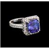 14KT White Gold 4.25 ctw Tanzanite and Diamond Ring