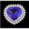 Image 2 : GIA Cert 12.12 ctw Tanzanite and Diamond Ring - 14KT White Gold