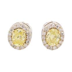 1 ctw Diamond Earrings - 14KT Yellow And White Gold