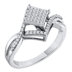0.25 CTW Diamond Square Cluster Bridal Engagement Ring 10KT White Gold - REF-30W2K