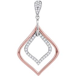0.27 CTW Diamond Pointed Oval Pendant 10KT Two-tone Gold - REF-22X4Y