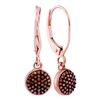 Image 1 : 0.20 CTW Red Color Diamond Cluster Dangle Earrings 10KT Rose Gold - REF-25Y4X