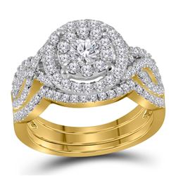 1.24 CTW Diamond Halo Bridal Engagement Ring 14KT Yellow Gold - REF-134K9W