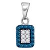 Image 1 : 0.20 CTW Blue Color Diamond Rectangle Cluster Pendant 10KT White Gold - REF-9X7Y