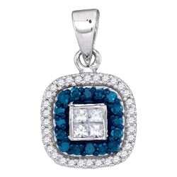 0.35 CTW Blue Color Diamond Square Pendant 10KT White Gold - REF-20M9H