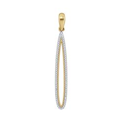 0.20 CTW Diamond Narrow Oval Outline Pendant 10KT Yellow Gold - REF-24Y2X