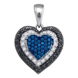 0.27 CTW Blue Color Diamond Layered Heart Pendant 10KT White Gold - REF-22N4F