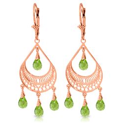 Genuine 6.75 ctw Peridot Earrings Jewelry 14KT Rose Gold - REF-62R6P
