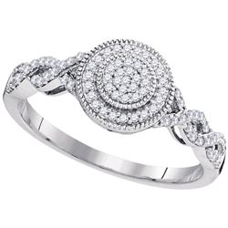 0.20 CTW Diamond Milgrain Circle Cluster Ring 10KT White Gold - REF-22Y4X