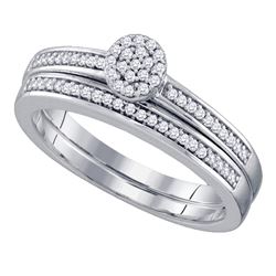 0.20 CTW Diamond Cluster Bridal Engagement Ring 10KT White Gold - REF-30F2N