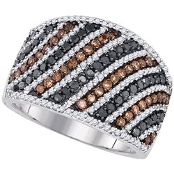 1.56 CTW Black Cognac-brown Color Diamond Ring 10KT White Gold - REF-67H4M