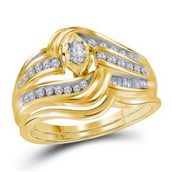 0.47 CTW Marquise Diamond Bridal Engagement Ring 14KT Yellow Gold - REF-75K2W