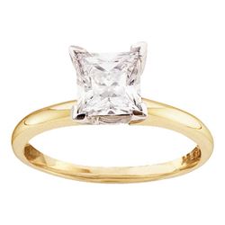 0.47 CTW Princess Diamond Solitaire Bridal Engagement Ring 14KT Yellow Gold - REF-112M5H