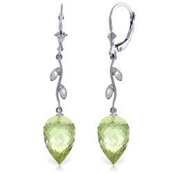 Genuine 19.02 ctw Green Amethyst & Diamond Earrings Jewelry 14KT White Gold - REF-51Y9F