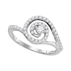 0.50 CTW Diamond Solitaire Swirl Bridal Engagement Ring 10KT White Gold - REF-47F9N