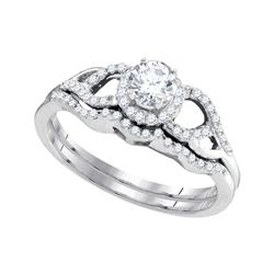 0.38 CTW Diamond Bridal Wedding Engagement Ring 14k White Gold - REF-52K4W