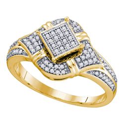0.25 CTW Diamond Diagonal Square Cluster Ring 10KT Yellow Gold - REF-30X2Y