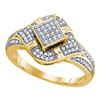Image 1 : 0.25 CTW Diamond Diagonal Square Cluster Ring 10KT Yellow Gold - REF-30X2Y