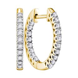 0.25 CTW Diamond Hoop Earrings 10KT Yellow Gold - REF-37Y5X