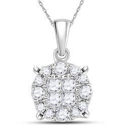 0.25 CTW Princess Diamond Soleil Cluster Pendant 14KT White Gold - REF-26M9H