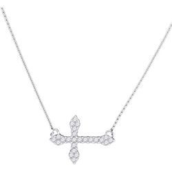 0.25 CTW Diamond Cross Pendant 10KT White Gold - REF-26M9H