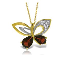 Genuine 3.68 ctw Garnet & Diamond Necklace Jewelry 14KT Yellow Gold - REF-113P9H