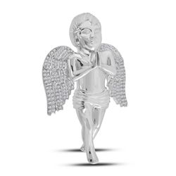 1.25 CTW Mens Diamond Angel Charm Pendant 10KT White Gold - REF-120W2K