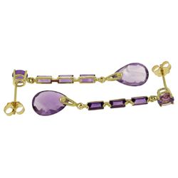 Genuine 8.6 ctw Amethyst Earrings Jewelry 14KT White Gold - REF-43P3H