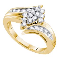 0.50 CTW Diamond Cluster Ring 14KT Yellow Gold - REF-64W4K