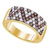 Image 1 : 1.05 CTW Cognac-brown Color Diamond Chevron Ring 10KT Yellow Gold - REF-64M4H