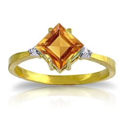 Genuine 1.77 ctw Citrine & Diamond Ring Jewelry 14KT Yellow Gold - REF-28F8Z