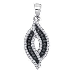 0.30 CTW Black Color Diamond Oval Pendant 10KT White Gold - REF-19X4Y