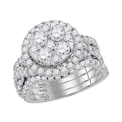 2.5 CTW Diamond Bridal Wedding Engagement Ring 14KT White Gold - REF-269W9K