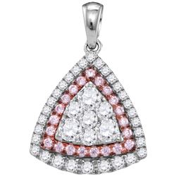 0.98 CTW Pink Diamond Triangle Cluster Pendant 14KT White Gold - REF-134W9K
