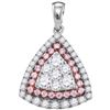 Image 1 : 0.98 CTW Pink Diamond Triangle Cluster Pendant 14KT White Gold - REF-134W9K