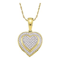 0.15 CTW Diamond Layered Heart Cluster Pendant 10KT Yellow Gold - REF-14F9N