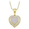 Image 1 : 0.15 CTW Diamond Layered Heart Cluster Pendant 10KT Yellow Gold - REF-14F9N