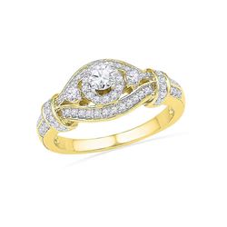 0.63 CTW Diamond Solitaire Bridal Engagement Ring 10KT Yellow Gold - REF-59Y9X