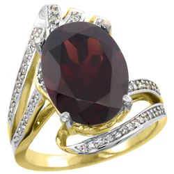 Natural 6.78 ctw garnet & Diamond Engagement Ring 14K Yellow Gold - REF-101H5W