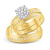 Image 1 : 0.33 CTW His & Hers Diamond Cluster Matching Bridal Ring 14KT Yellow Gold - REF-75X2Y