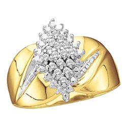0.12 CTW Prong-set Diamond Oval Cluster Ring 10KT Yellow Gold - REF-18W7K