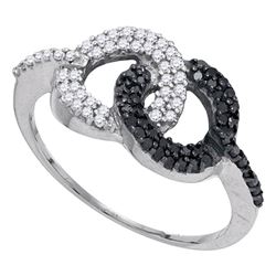 0.33 CTW Black Color Diamond Circle Cluster Ring 10KT White Gold - REF-22X4Y