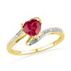 Image 1 : 1.01 CTW Heart Created Ruby Solitaire Diamond Bypass Ring 10KT Yellow Gold - REF-12X2Y
