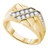 Image 1 : 0.60 CTW Mens Diamond Square Cluster Ring 14KT Yellow Gold - REF-97H4M