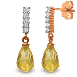 Genuine 4.65 ctw Citrine & Diamond Earrings Jewelry 14KT Rose Gold - REF-36P2H
