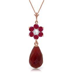 Genuine 3.83 ctw Ruby & Diamond Necklace Jewelry 14KT Rose Gold - REF-32Z9N